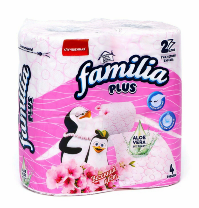 Туалетная бумага Familia plus Весенний цвет 2 слоя 4 рулона