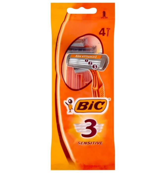 Бритва Бик 3 сенситив 4 шт. оранж.