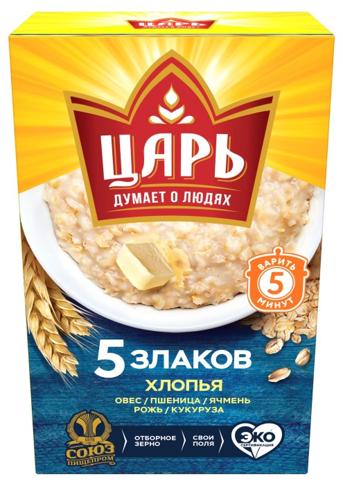 Царь хлопья 5 злаков без варки 400 г.