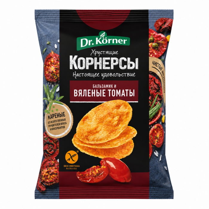 Хрустящие корнерсы Dr korner Корнерсы Вяленые томаты и бальзамик 50 г