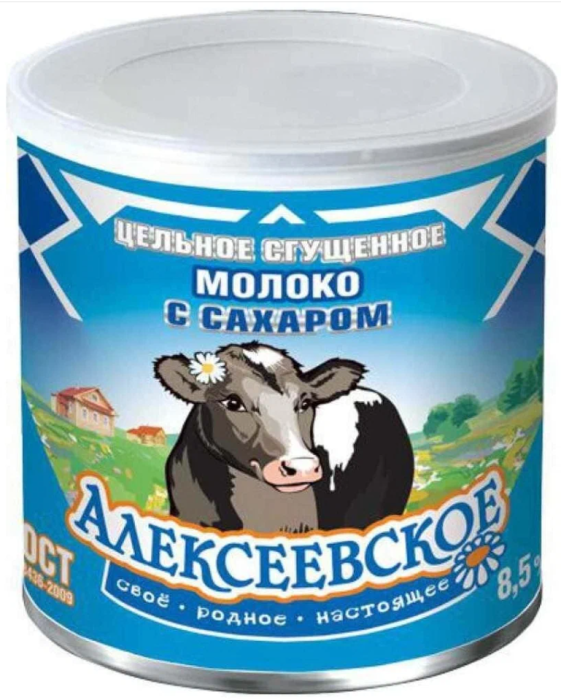 Молоко сгущенное цельное с сахаром Алексеевское 8,5% 360 г