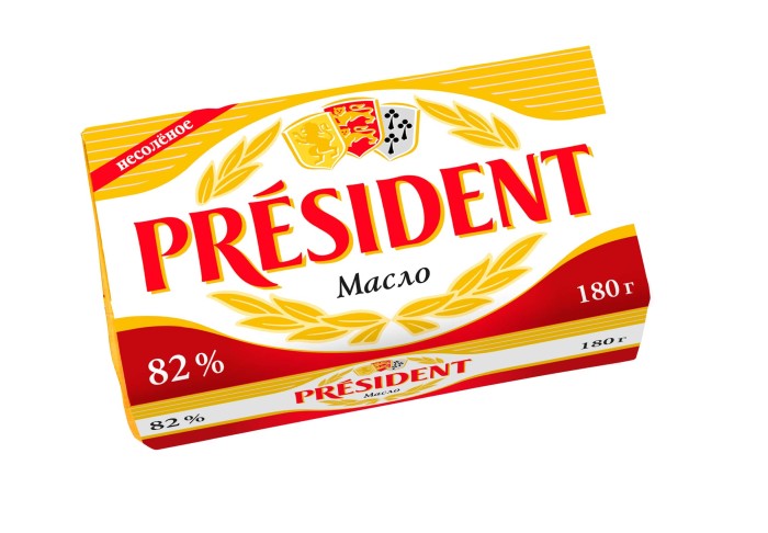 Президент Масло кислосливочное несол 82% 180 гр