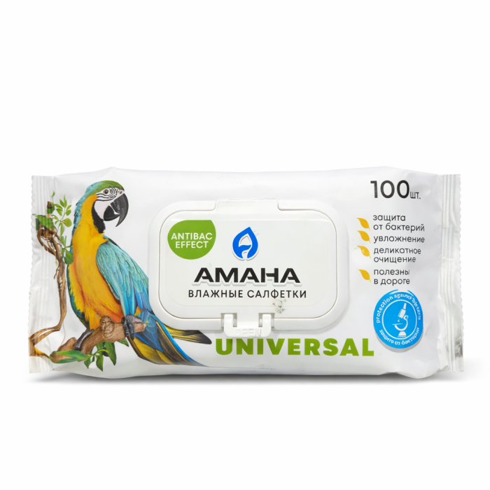 Салфетки влажные Амана с антибакт. эффектом 100 шт.