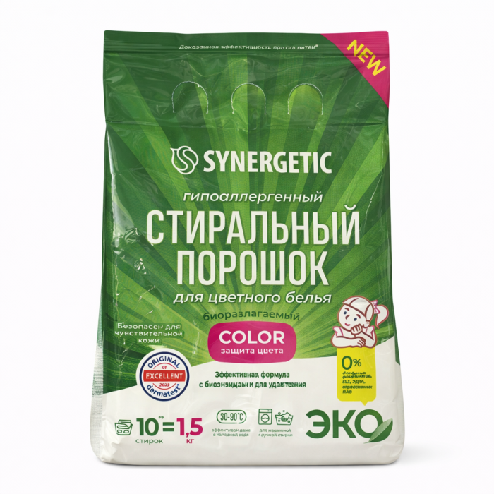 Synergetic Стиральный порошок для цветного белья 1,5 кг