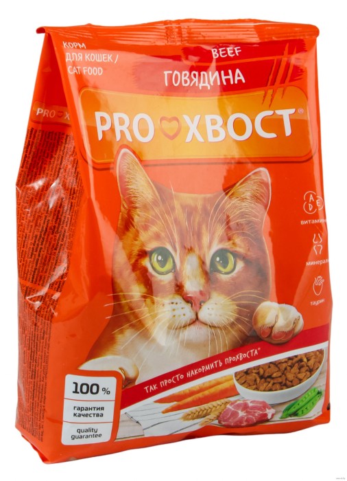 Корм сухой для кошек Про хвост Говядина 350 г.