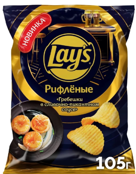Чипсы Lays рифленые Гребешки в сливочно-пикантном соусе 105 г