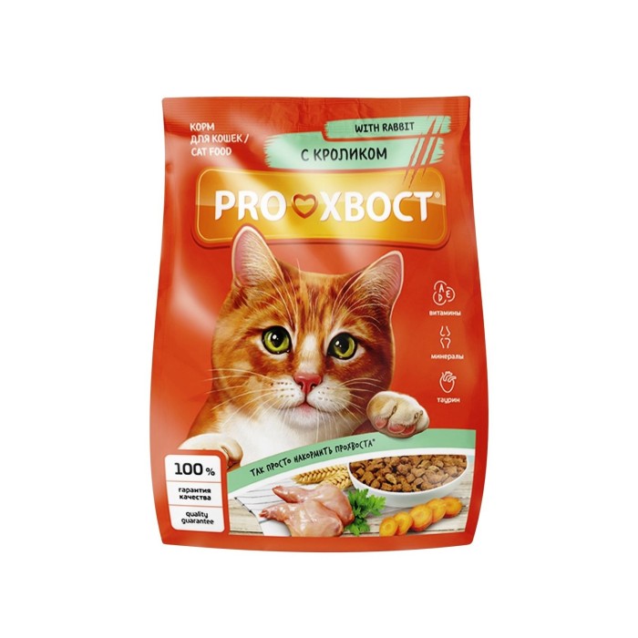 Корм сухой для кошек Про хвост Кролик 350 г.