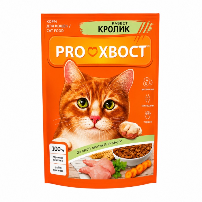 Корм сухой для кошек Про хвост Кролик 350 г.