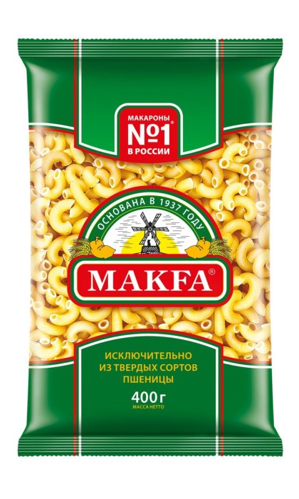 Макфа макароны рожки гладкие 400 г