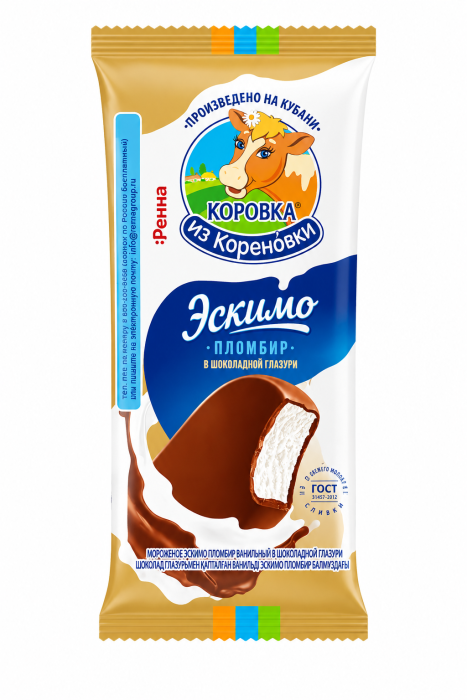 Мороженое Эскимо пломбир в шок. глазури Коровка 60 г