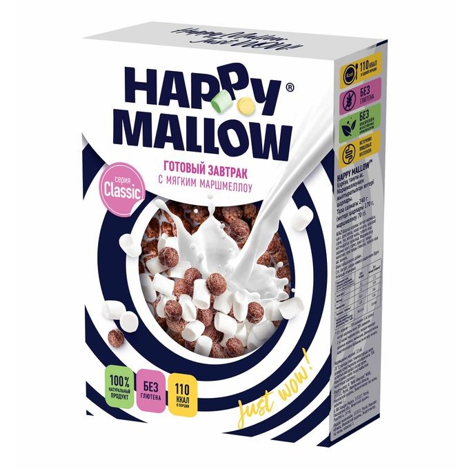 Готовый завтрак happy mallow с мягким маршмеллоу 240 г