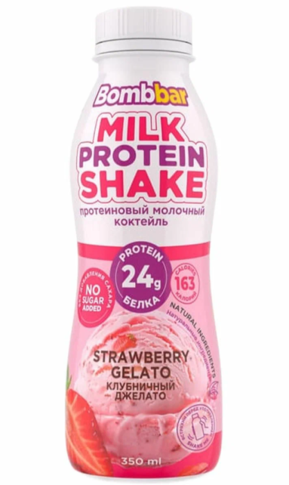BomBBar Протеиновый молочный коктейль со вкус. клубничный джелато 350 мл