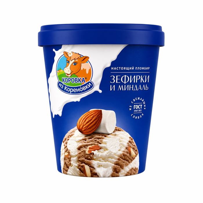 Мороженное пломбирь ваниль с зефиром и шоколадом с миндалем 300 г