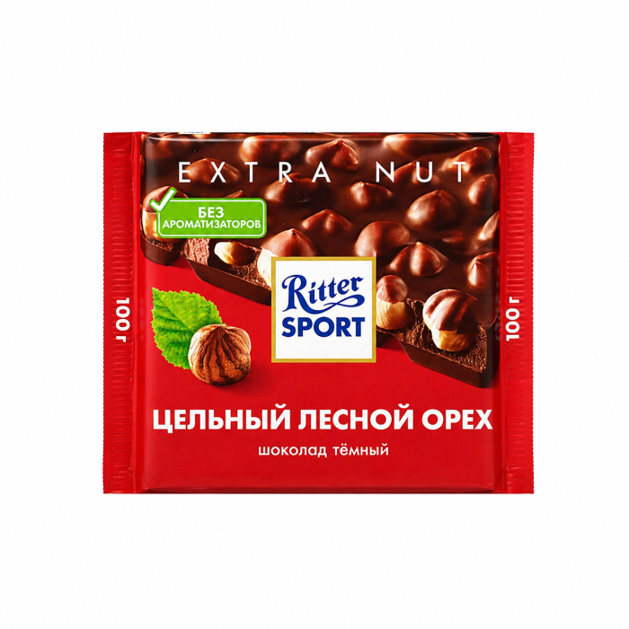 Ritter Sport Шоколад тёмный цельный лесной орех 100 г.