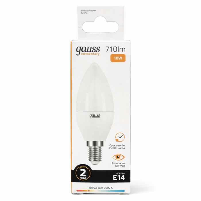 Лампочка gauss свеча 10W  Е14