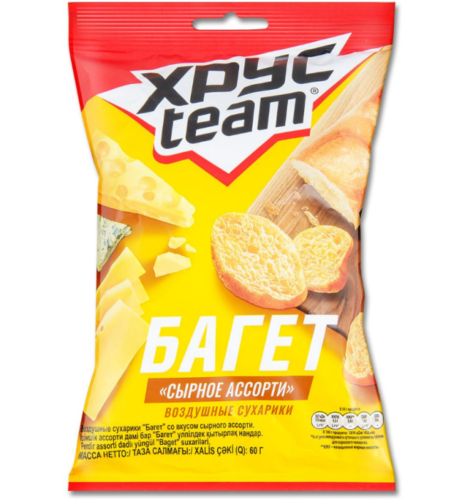 Сухарики воздушные Хрустим багет сырное ассорти 60 г