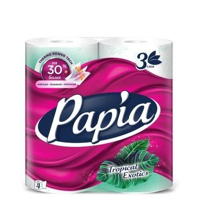 Туалетная бумага Papia Тропическая экзотика 3 слоя 4 рулона
