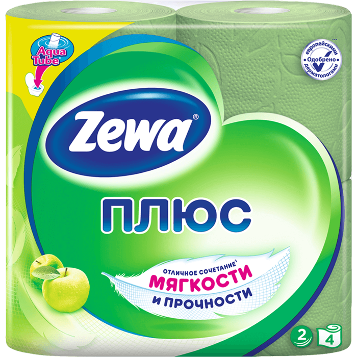 Туалетная бумага ZEWA плюс 2 слоя 4 рул.