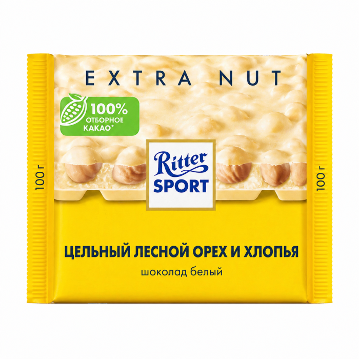 Ritter Sport Белый шоколад лесной орех-хлопья 100 г.
