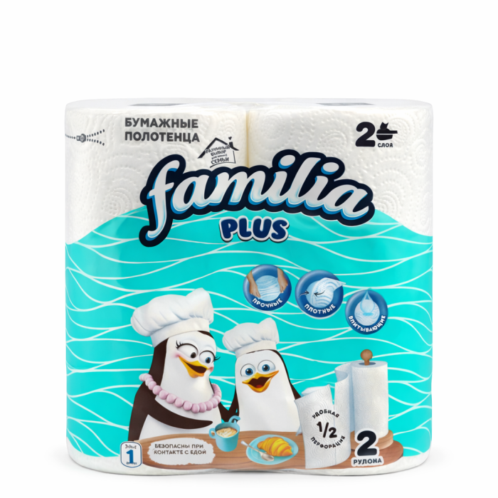 Бумажное полотенце Familia плюс 2 слоя 2 рулона