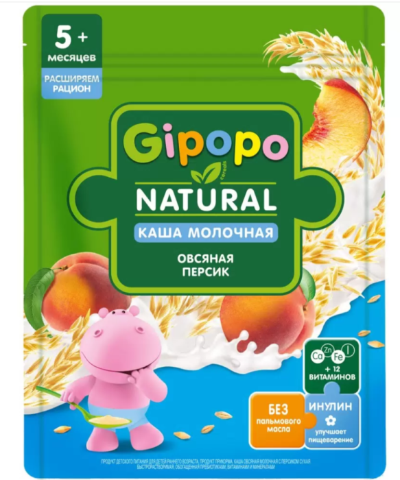Каша молочная овсяная персик Gipopo 200 г