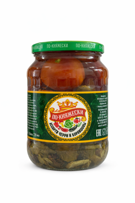 Ассорти По-княжески черри и корнишоны 670 г.