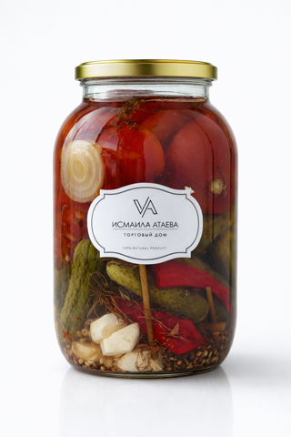 Маринованное ассорти (помидоры и огурцы) 1,5 л