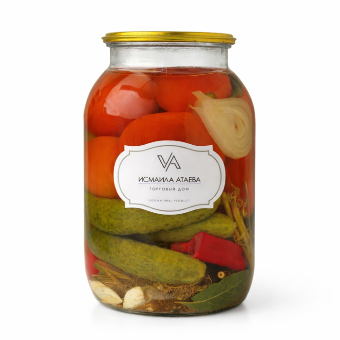 Маринованное ассорти (помидоры и огурцы) 1,5 л