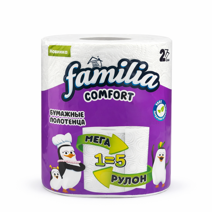 Бумажные полотенца Familia комфорт 2 слоя 1 рулон