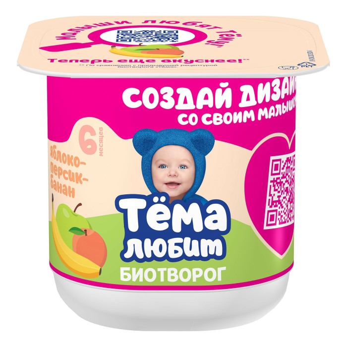 Тема Биотворог Яблоко-персик-банан 95 г