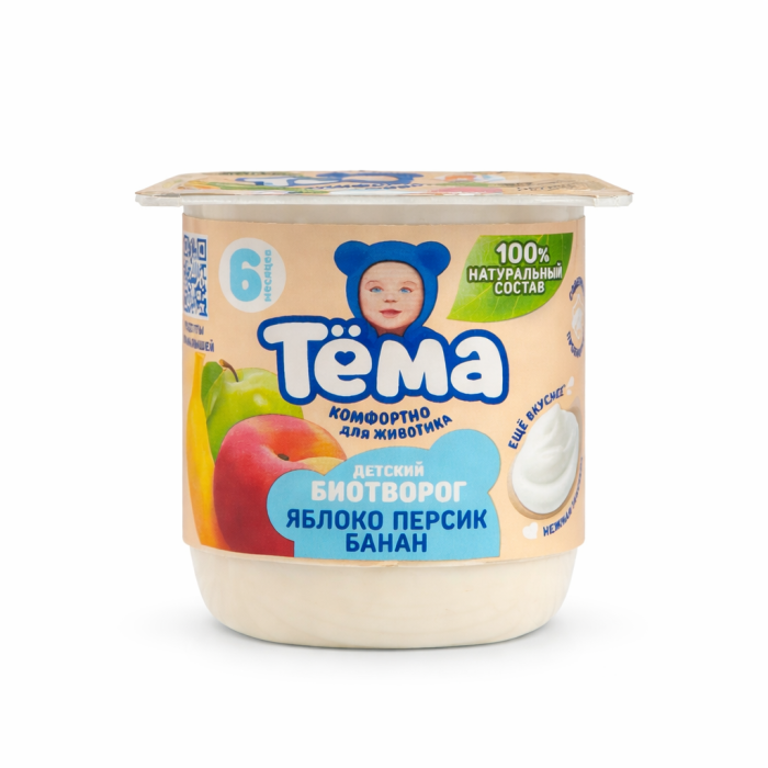 Биотворог Тема Яблоко-персик-банан 95 г