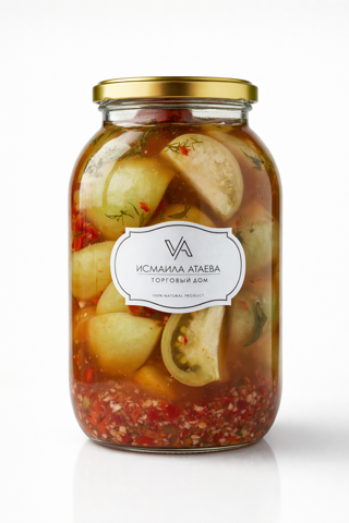 Помидоры зеленые мариванонные с начинкой 1,5 л.