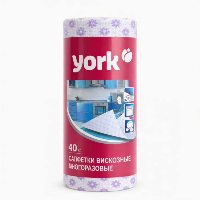 York Салфетки вискозные многоразовые 40 шт