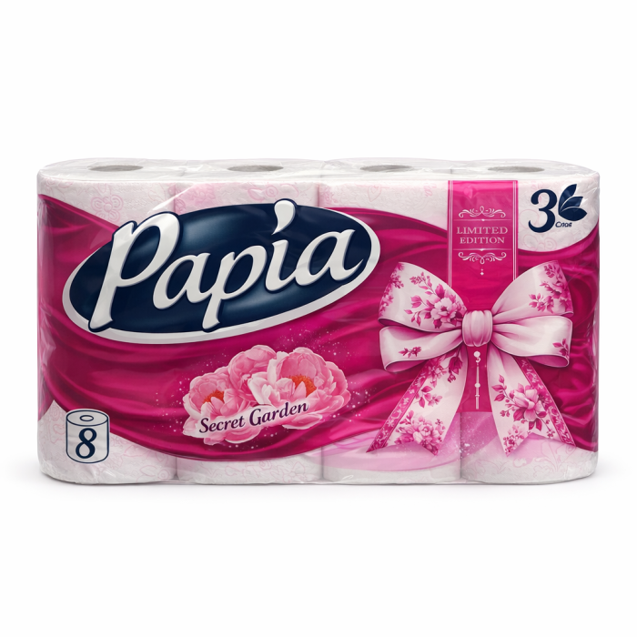 Papia Туалетная бумага Таинственный сад 3 слоя 8 рулона
