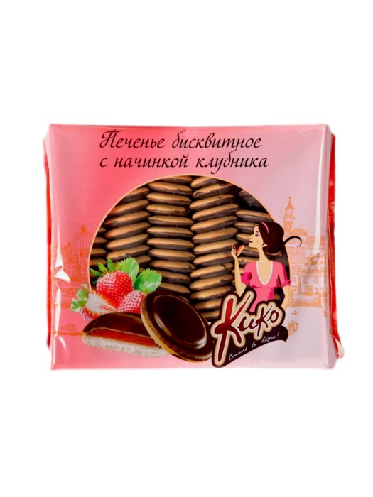 Печенье бисквит. КиКо Клубника 600 г.