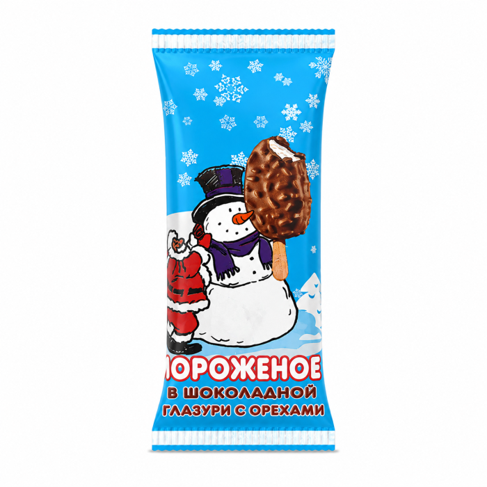 Мороженое Снеговик в шок глазури с орехами 60 г,