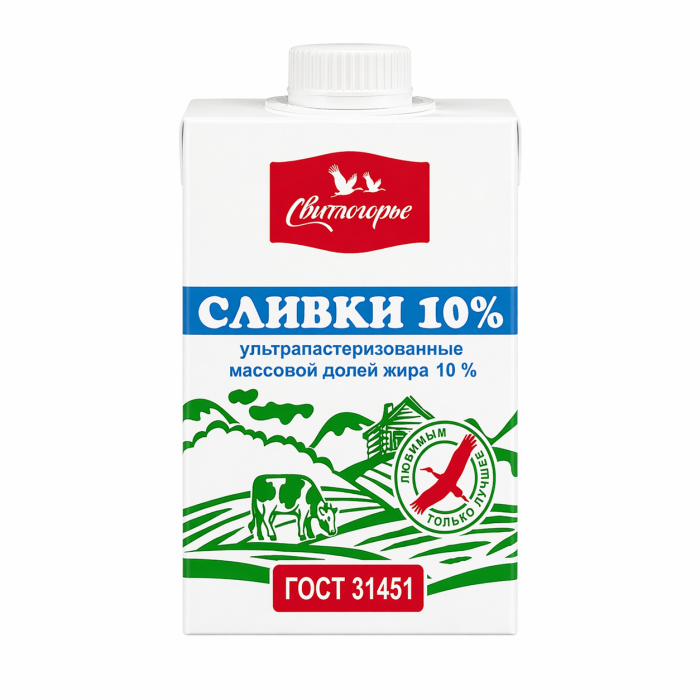 Сливки Свитлогорье 10% 500 г.