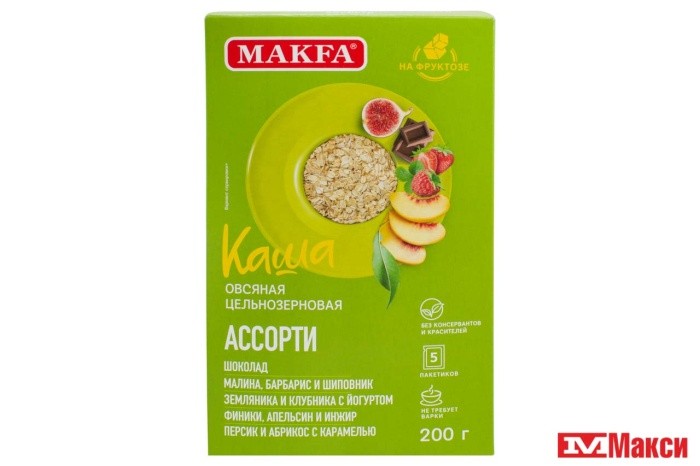 Каша овсяная цельнозерновая Ассорти Makfa 200 г