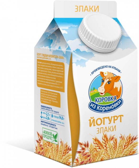 Йогурт со злаками Коровка из кореновки 450 г