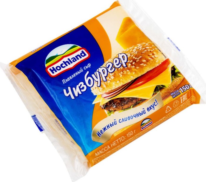 President Cheddar, Плавленый сыр для бургеров, 40 %, 200 г - купить Плавленный с