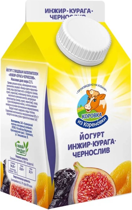 Йогурт с инжиром-курага-чернослив Коровка из кореновки 450 г