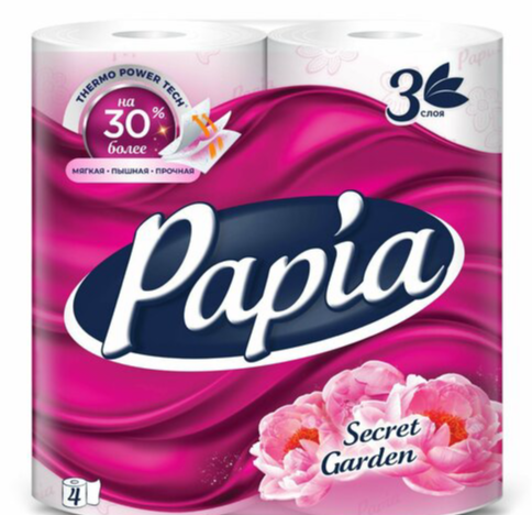 Туалетная бумага Papia Таинственный сад 3 слоя 4 рулона