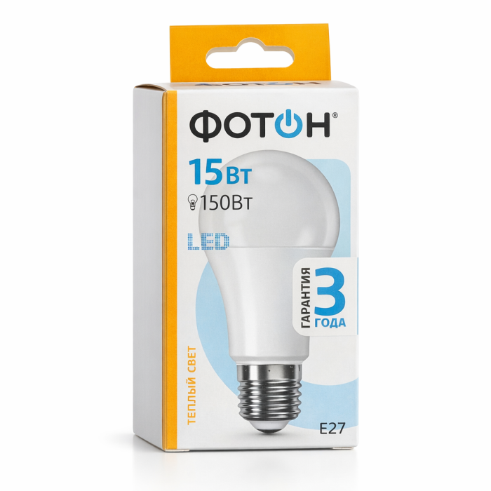Фотон лампа New Led A60 15W E27 3000K