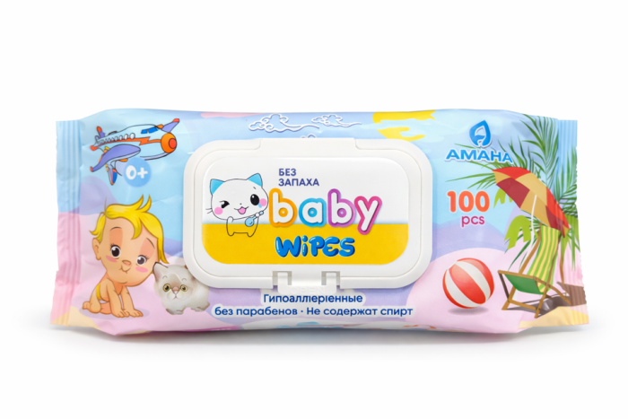 Салфетки влажные без запаха Baby wipes 100 шт