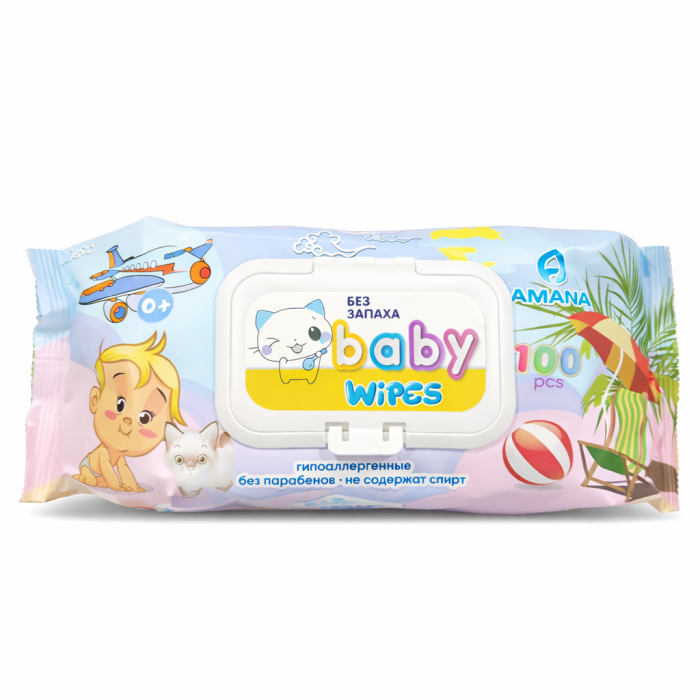 Салфетки влажные без запаха Baby wipes 100 шт