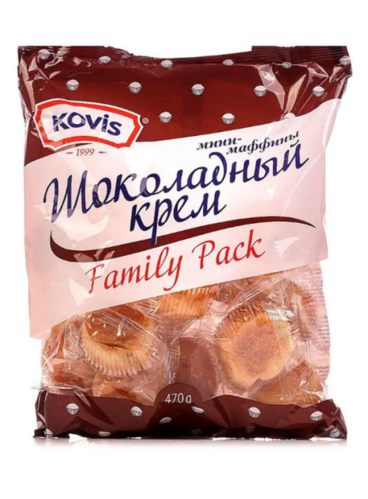 Kovis мини маффины шоколадный крем 470 г