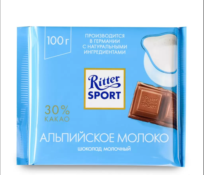 Шоколад Ritter Sport Альпийское молоко 100 г.