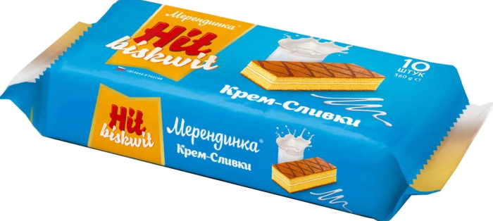 Пирожное бисквитное Мерендинка крем-сливки 360 г