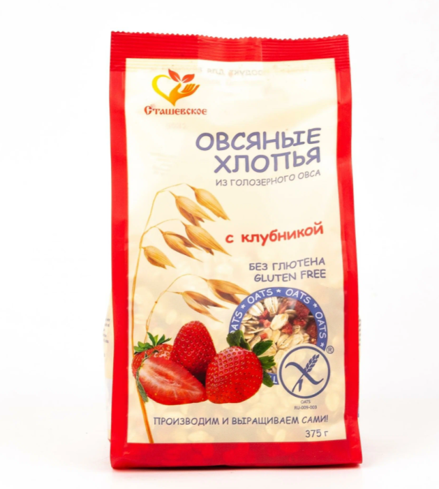 Хлопья овсяные сташевское без глютена клубника 375г