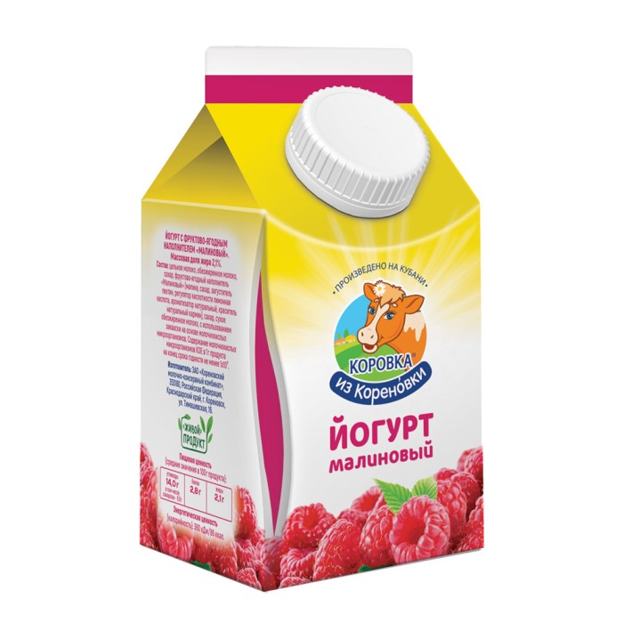 Йогурт с малиной Коровка из кореновки 450 г